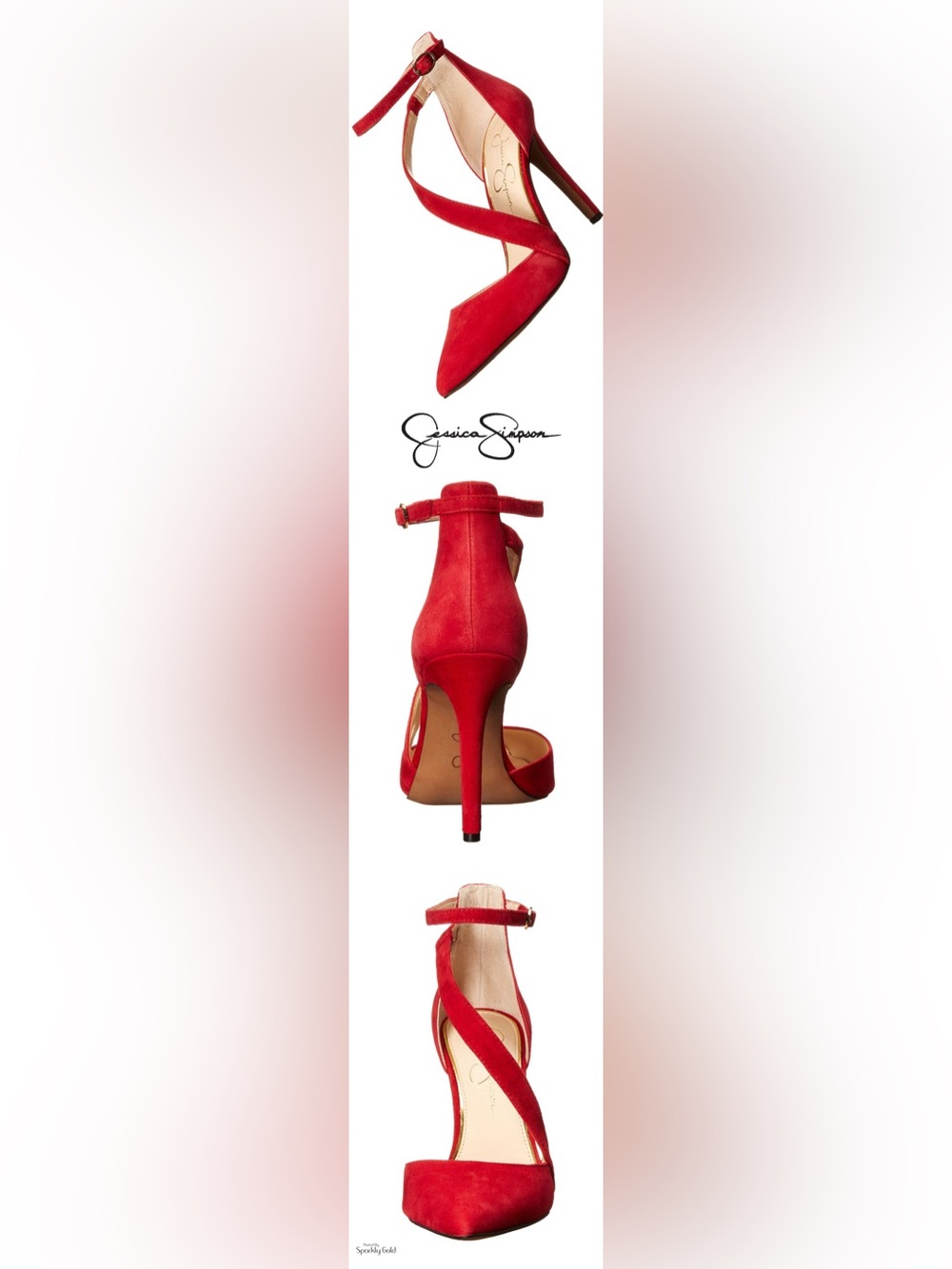 Red Suede Ankle-Strap High Heel Sandals